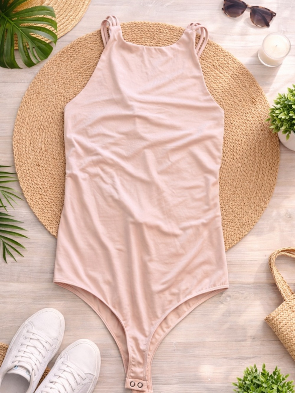 Express Light Pink High Neck Bodysuit